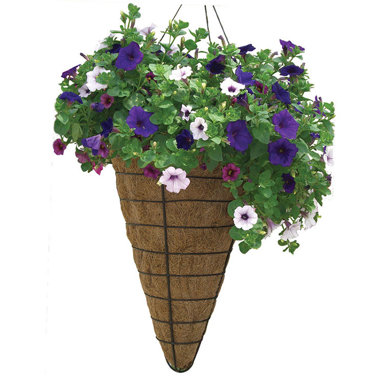 12 Grower Cone Hanging Planter With Aquasav™ Coco Liner Wire Hanger And Stand Pride Garden 8759